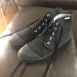 Bangs black canvas hi-top sneakers